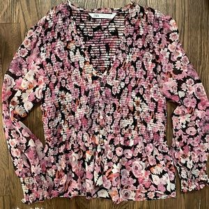 Zara pink floral print blouse